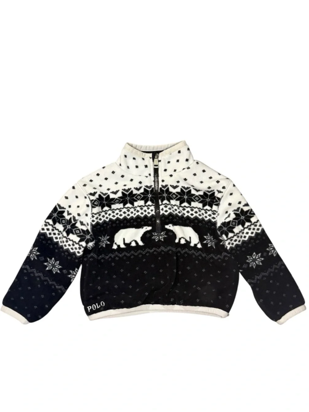 Polo Ralph Lauren 2T Toddler Polar Bear Fair Isle Fleece Quarter Zip Pullover